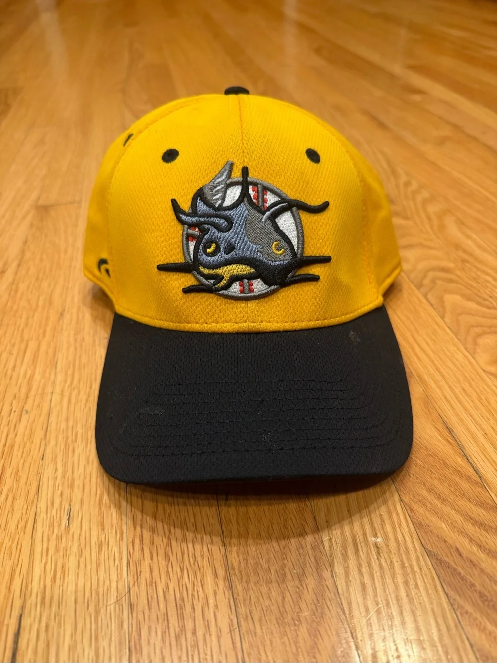 Yellow and Black Baseball Cap with Embroidered Shark Patch